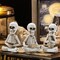 3Pcs Halloween Yoga Skeleton Figurine Sitting Prayer Skeleton Resin Statue Sculpture Office Desktop Meditation